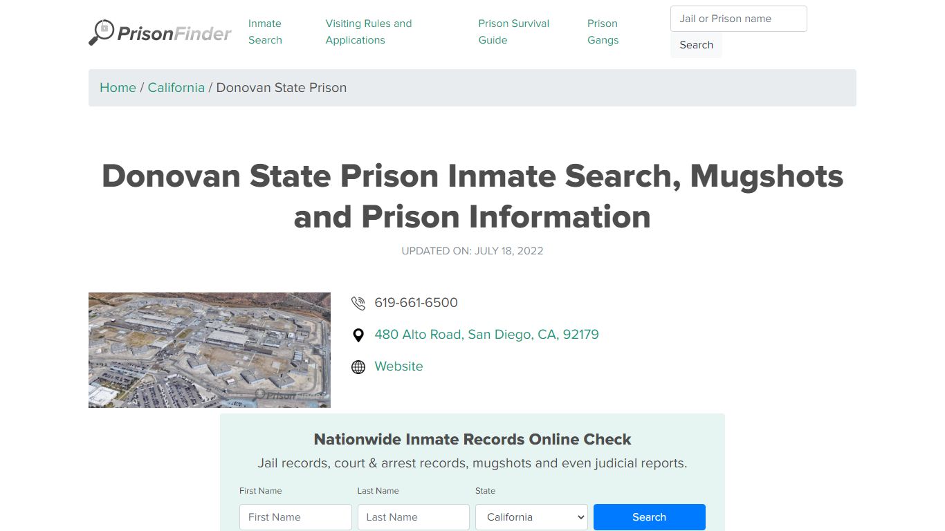 Donovan State Prison Inmate Search, Mugshots , Visitation ...