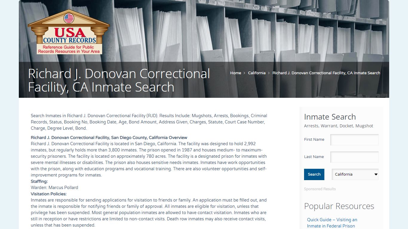 Richard J. Donovan Correctional Facility, CA Inmate Search ...